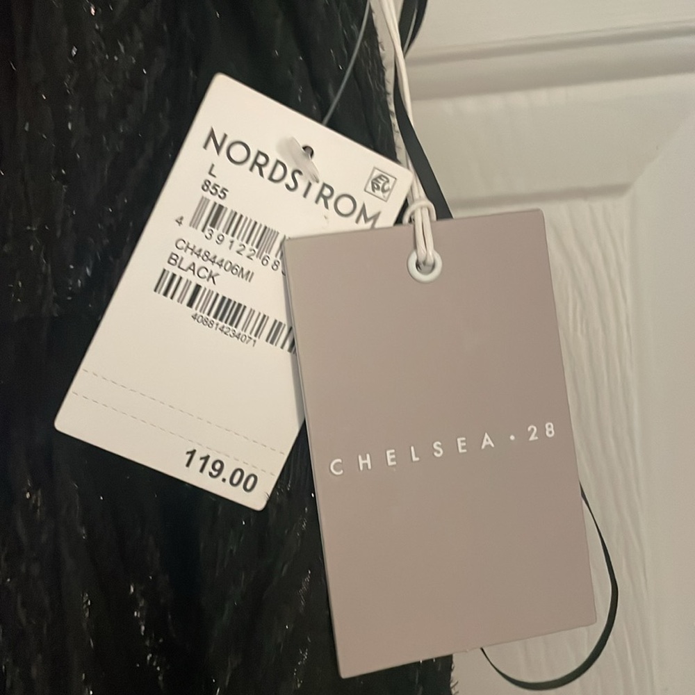 Chelsea28 Chevron Metallic Tiered Maxi Dress Black size Large. - Picture 4 of 4